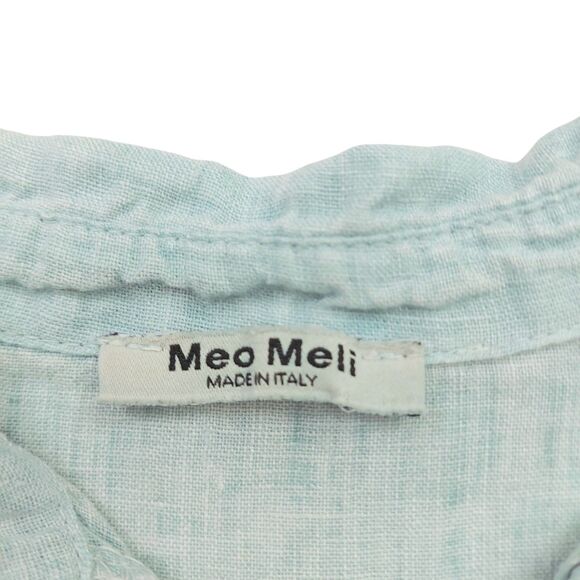 Meo Meli Tunic Top Womens Green One Size Linen Short Sleeve Yoke Boxy Italy - Picture 8 of 11